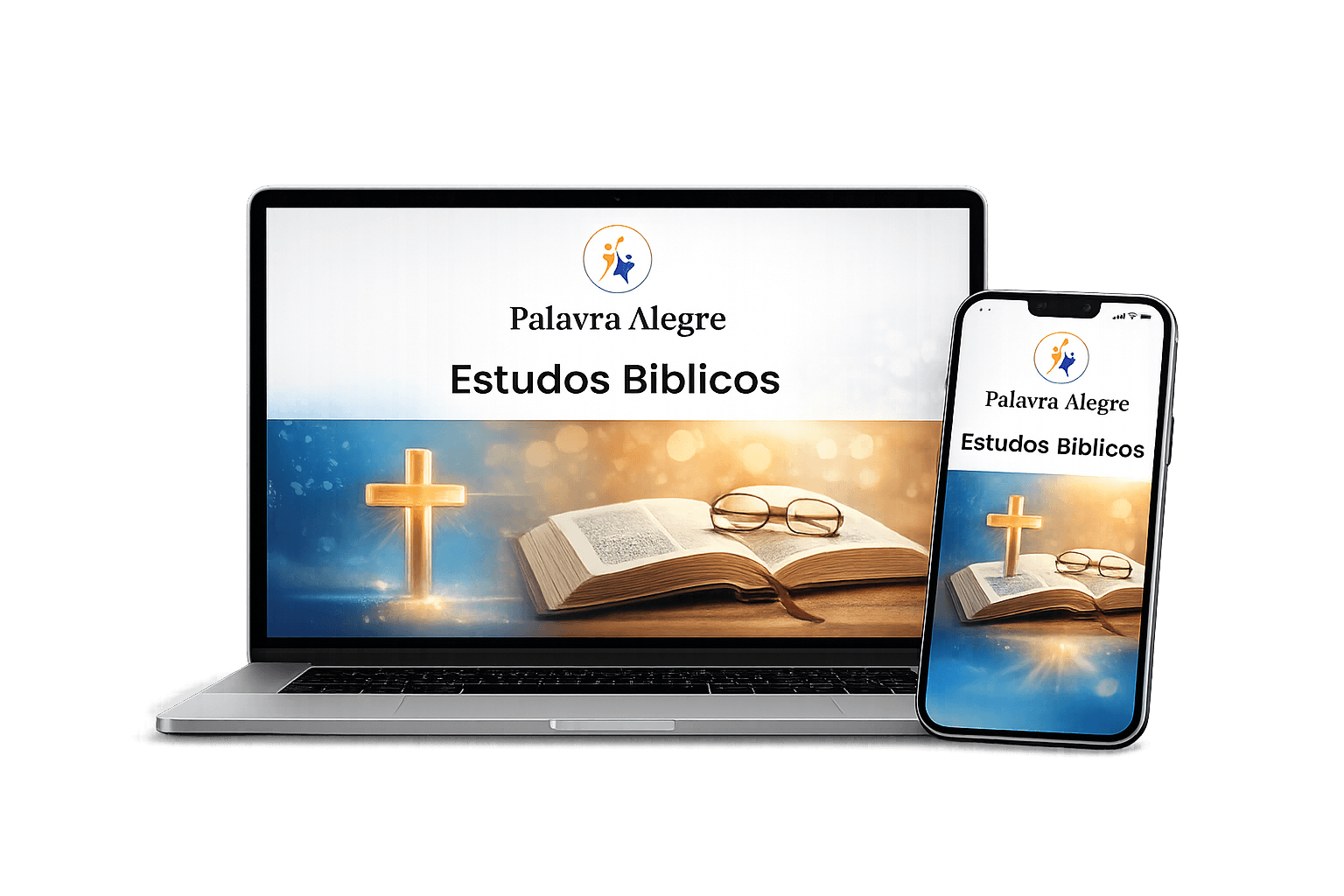 Bible classes - Palavra Alegre on laptop and phone